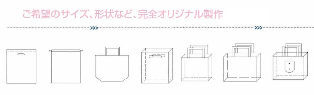 各種不織布ショッピングバッグオリジナル製作参考サイズ